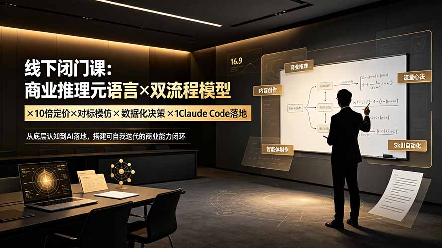 线下闭门课：商业推理元语言×双流程模型×10倍定价×对标模仿×数据化决策×Claude Code落地，击穿认知盲区
