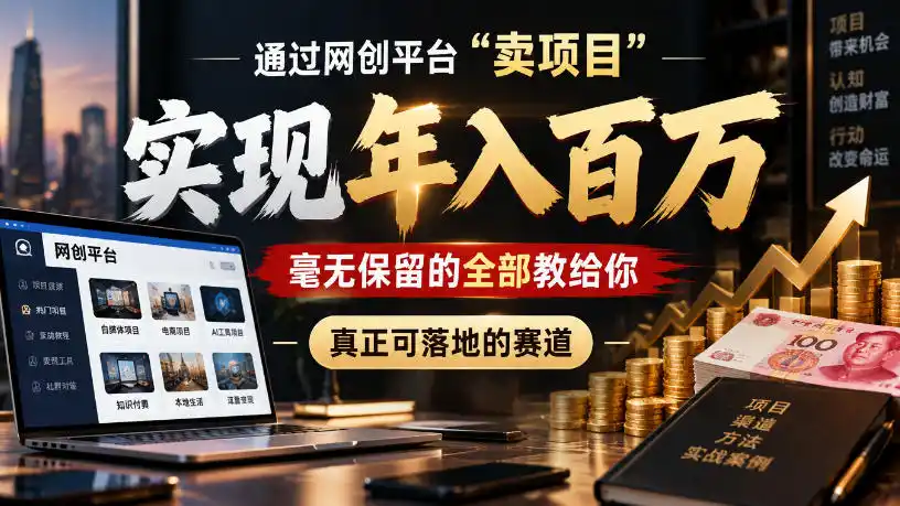 通过网创平台“卖项目”实现年入100w，毫无保留的全部教给你，真正可落地的赛道【揭秘】