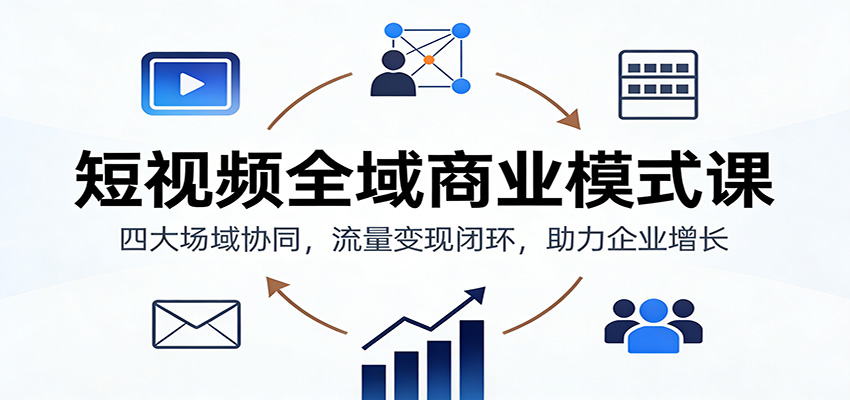 短视频全域商业模式课：四大场域协同，流量变现闭环，助力企业增长