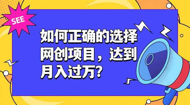 如何正确的选择网创项目，达到月入过万？，本课程教你正确选择项目。
