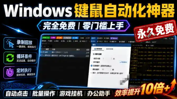 专业Windows键鼠自动化工具,免费永久使用,告别重复操作,小白也能快速创建自动化脚本 点点精灵