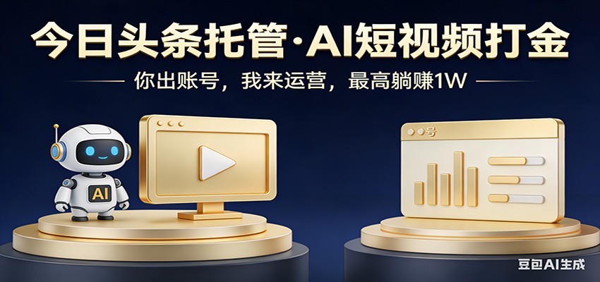 头条号AI托管，我提供作品，你提供账号，每天5分钟发布，小白躺赚3000+