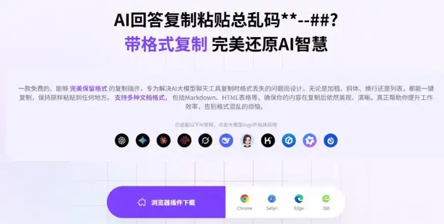 你的AI回答内容复制格式总乱码?完美一键保留原格式复制,办公宝藏浏览器插件Copy With Format