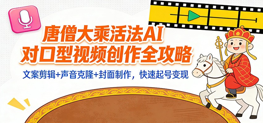 “大乘活法”AI对口型视频创作全攻略：文案剪辑+声音克隆+封面制作，快速起号变现
