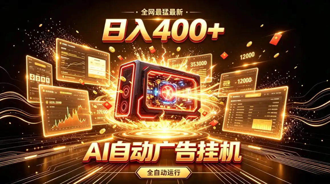 全网最猛最新的AI自动广告挂G，狠收益日入400+，真正做到躺賺式变现【揭秘】