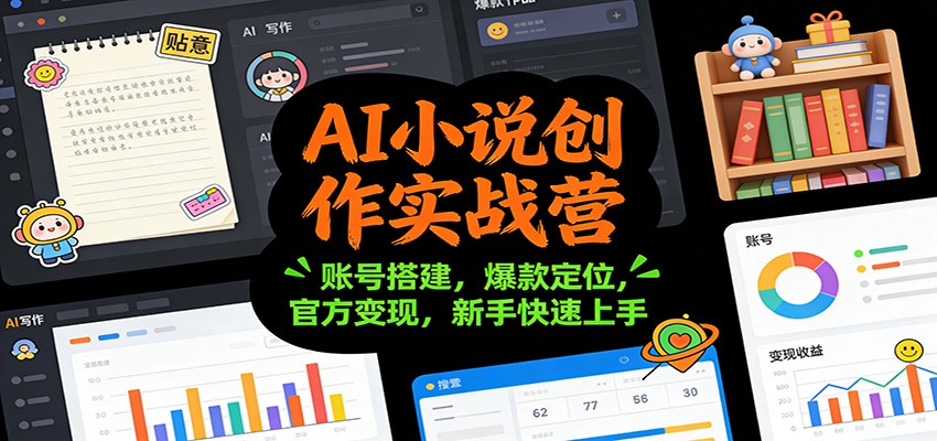AI小说创作实战营：账号搭建，爆款定位，官方变现，新手快速上手