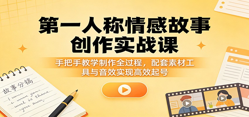 第一人称情感故事创作实战课：手把手教学制作全过程，配套素材工具与音效实现高效起号