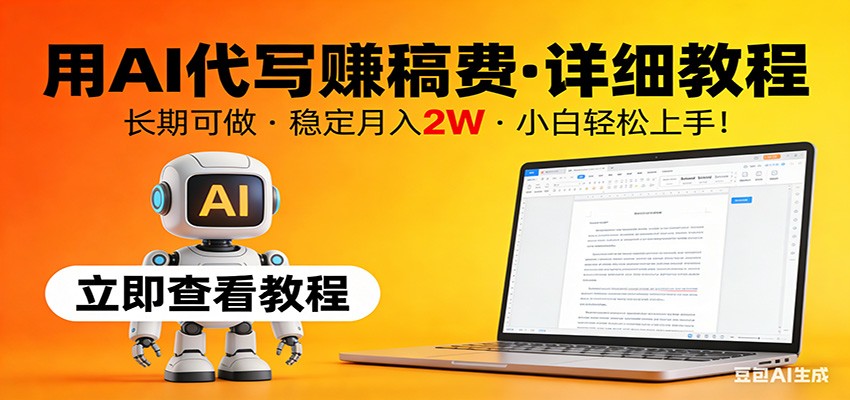 用AI代写赚稿费，详细教程，长期可做，稳定月入2W，小白轻松上手！