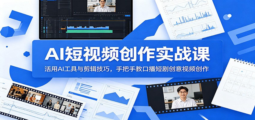 AI短视频创作实战课：活用AI工具与剪辑技巧，手把手教口播短剧创意视频创作