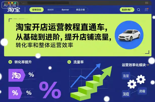淘宝开店运营教程直通车，从基础到进阶，提升店铺流量，转化率和整体运营效率(更新26年05月27日)