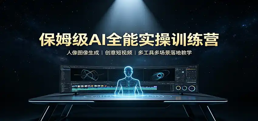 保姆级AI全能实操训练营：人像图像生成，创意短视频，多工具多场景落地教学