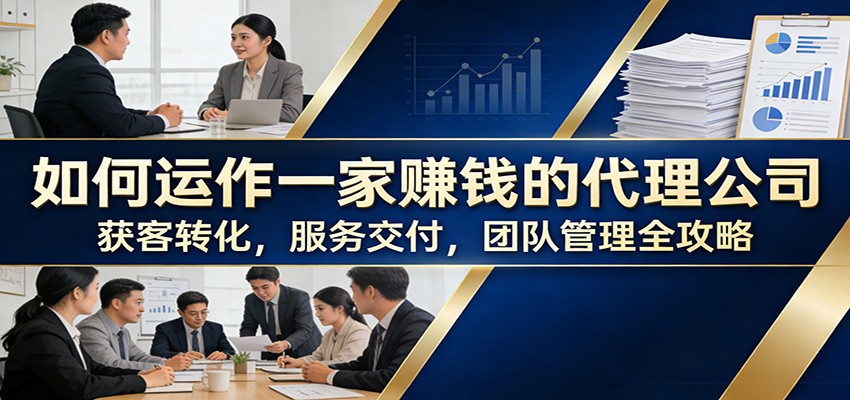 如何运作一家赚钱的代理公司：获客转化，服务交付，团队管理全攻略