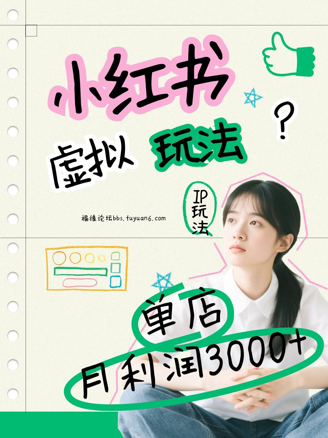 小红书虚拟玩法(铺货流和单品玩法)，单店月利润3000+，IP打法+原创商品(0违规)