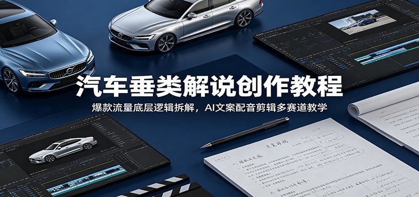 汽车垂类解说创作教程：爆款流量底层逻辑拆解，AI文案配音剪辑多赛道教学