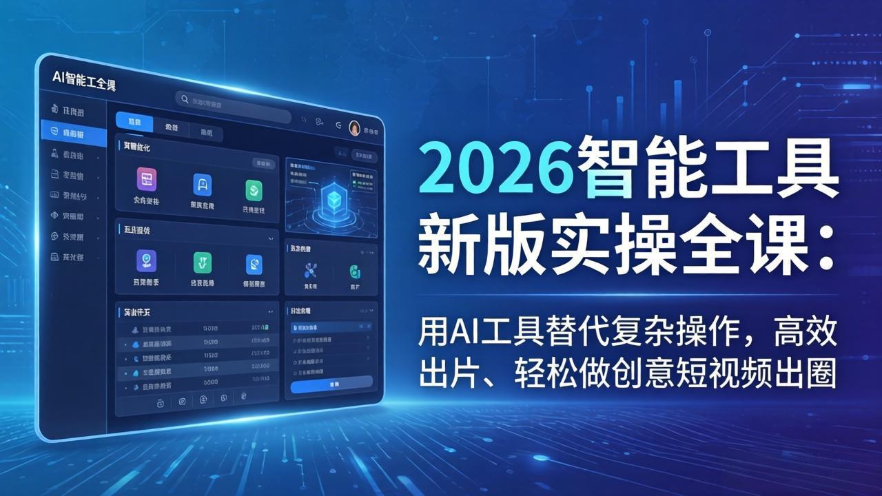 2026智能工具新版实操全课：用AI工具替代复杂操作，高效出片、轻松做创意短视频出圈